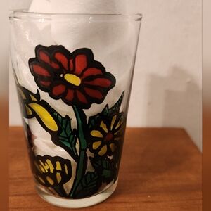 Vintage Bee Juice Glass Flower Garden Cup 4 oz